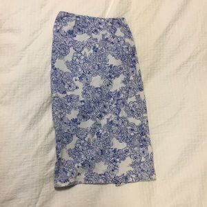 American apparel blue floral pencil skirt